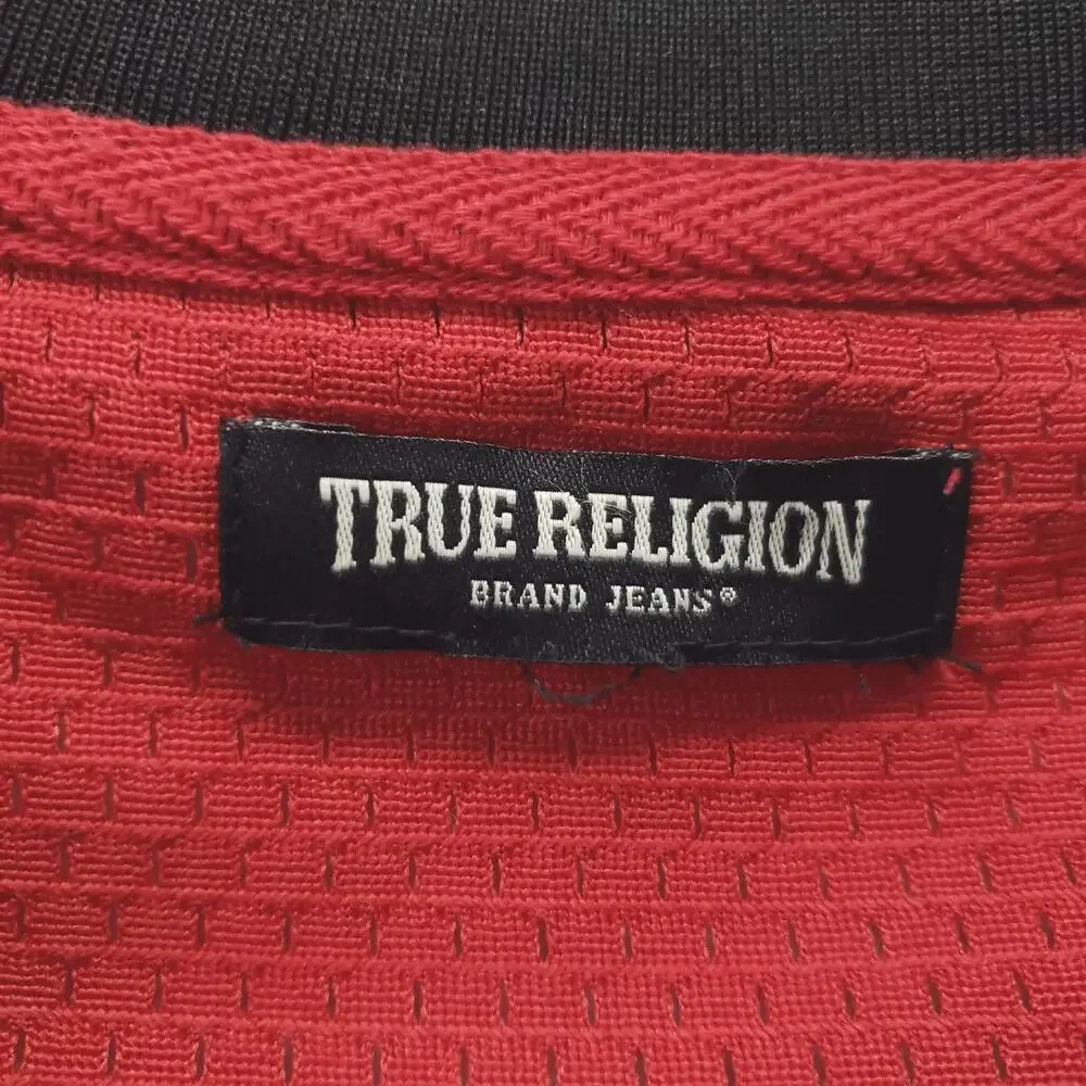 True Religion Jersey Shorts Set Mens Medium Red Arch Logo Mesh Basketball Brand